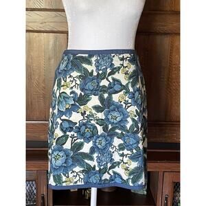 Loft Size 10 Petite Blue Floral Mini Skirt 100% Cotton‎
